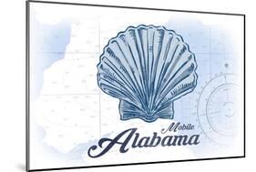 Mobile, Alabama - Scallop Shell - Blue - Coastal Icon-Lantern Press-Mounted Art Print