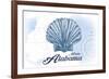 Mobile, Alabama - Scallop Shell - Blue - Coastal Icon-Lantern Press-Framed Art Print