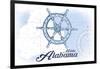 Mobile, Alabama - Ship Wheel - Blue - Coastal Icon-Lantern Press-Framed Art Print