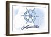 Mobile, Alabama - Ship Wheel - Blue - Coastal Icon-Lantern Press-Framed Art Print