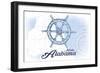 Mobile, Alabama - Ship Wheel - Blue - Coastal Icon-Lantern Press-Framed Art Print