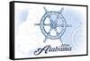 Mobile, Alabama - Ship Wheel - Blue - Coastal Icon-Lantern Press-Framed Stretched Canvas