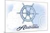 Mobile, Alabama - Ship Wheel - Blue - Coastal Icon-Lantern Press-Mounted Premium Giclee Print