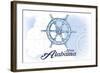 Mobile, Alabama - Ship Wheel - Blue - Coastal Icon-Lantern Press-Framed Art Print