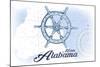 Mobile, Alabama - Ship Wheel - Blue - Coastal Icon-Lantern Press-Mounted Art Print