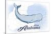 Mobile, Alabama - Whale - Blue - Coastal Icon-Lantern Press-Stretched Canvas