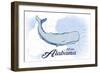 Mobile, Alabama - Whale - Blue - Coastal Icon-Lantern Press-Framed Art Print