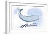 Mobile, Alabama - Whale - Blue - Coastal Icon-Lantern Press-Framed Art Print