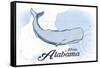 Mobile, Alabama - Whale - Blue - Coastal Icon-Lantern Press-Framed Stretched Canvas