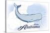 Mobile, Alabama - Whale - Blue - Coastal Icon-Lantern Press-Stretched Canvas