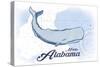 Mobile, Alabama - Whale - Blue - Coastal Icon-Lantern Press-Stretched Canvas