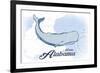 Mobile, Alabama - Whale - Blue - Coastal Icon-Lantern Press-Framed Art Print