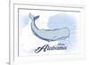Mobile, Alabama - Whale - Blue - Coastal Icon-Lantern Press-Framed Premium Giclee Print