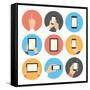 Mobile Communication Flat Icons Set-bloomua-Framed Stretched Canvas