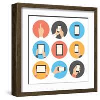 Mobile Communication Flat Icons Set-bloomua-Framed Art Print