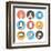 Mobile Communication Flat Icons Set-bloomua-Framed Art Print