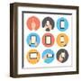 Mobile Communication Flat Icons Set-bloomua-Framed Art Print