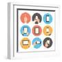 Mobile Communication Flat Icons Set-bloomua-Framed Art Print