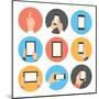 Mobile Communication Flat Icons Set-bloomua-Mounted Art Print
