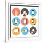 Mobile Communication Flat Icons Set-bloomua-Framed Art Print