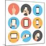 Mobile Communication Flat Icons Set-bloomua-Mounted Art Print