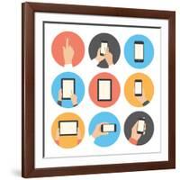 Mobile Communication Flat Icons Set-bloomua-Framed Art Print