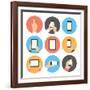 Mobile Communication Flat Icons Set-bloomua-Framed Art Print