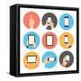 Mobile Communication Flat Icons Set-bloomua-Framed Stretched Canvas