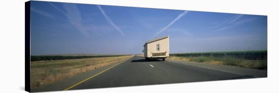 Mobile Home Moving on a Road, Interstate 5, Central Valley, California, USA-null-Stretched Canvas