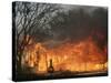 Mobile Home Sits Competely Engulfed in Flames in South Arlington, Texas-null-Stretched Canvas