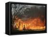 Mobile Home Sits Competely Engulfed in Flames in South Arlington, Texas-null-Framed Stretched Canvas