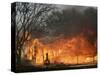 Mobile Home Sits Competely Engulfed in Flames in South Arlington, Texas-null-Stretched Canvas