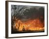 Mobile Home Sits Competely Engulfed in Flames in South Arlington, Texas-null-Framed Photographic Print