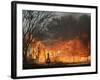 Mobile Home Sits Competely Engulfed in Flames in South Arlington, Texas-null-Framed Photographic Print