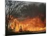 Mobile Home Sits Competely Engulfed in Flames in South Arlington, Texas-null-Mounted Photographic Print