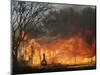 Mobile Home Sits Competely Engulfed in Flames in South Arlington, Texas-null-Mounted Photographic Print