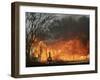 Mobile Home Sits Competely Engulfed in Flames in South Arlington, Texas-null-Framed Photographic Print