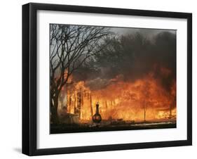 Mobile Home Sits Competely Engulfed in Flames in South Arlington, Texas-null-Framed Photographic Print