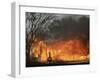 Mobile Home Sits Competely Engulfed in Flames in South Arlington, Texas-null-Framed Photographic Print