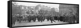 Mobilized French Troops Marching in Paris, France, August 1914-null-Framed Stretched Canvas