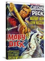 Moby Dick, Gregory Peck on French Poster Art, 1956-null-Stretched Canvas