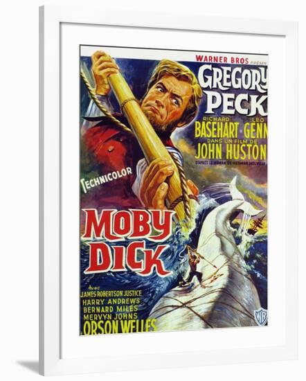 Moby Dick, Gregory Peck on French Poster Art, 1956-null-Framed Art Print