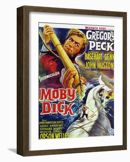 Moby Dick, Gregory Peck on French Poster Art, 1956-null-Framed Art Print