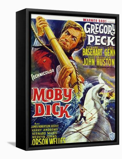 Moby Dick, Gregory Peck on French Poster Art, 1956-null-Framed Stretched Canvas