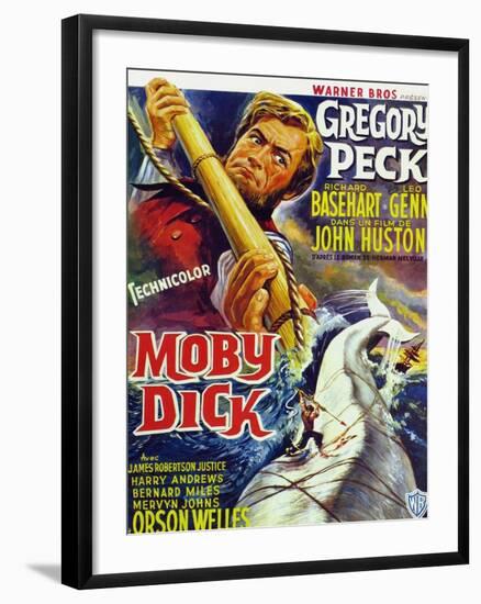 Moby Dick, Gregory Peck on French Poster Art, 1956-null-Framed Art Print