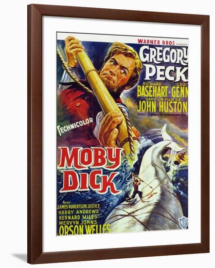 Moby Dick, Gregory Peck on French Poster Art, 1956-null-Framed Premium Giclee Print