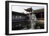 Mochou Lake, Water Garden with Water Lilies and a Statue of Mochou in Nanking or Nanjing, China-null-Framed Giclee Print