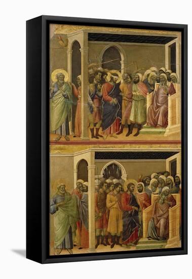 Mocking of Christ and Christ before Pilate-Duccio Di buoninsegna-Framed Stretched Canvas
