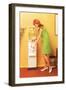 Mod Redhead at Water Cooler, Retro-null-Framed Art Print