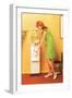 Mod Redhead at Water Cooler, Retro-null-Framed Art Print